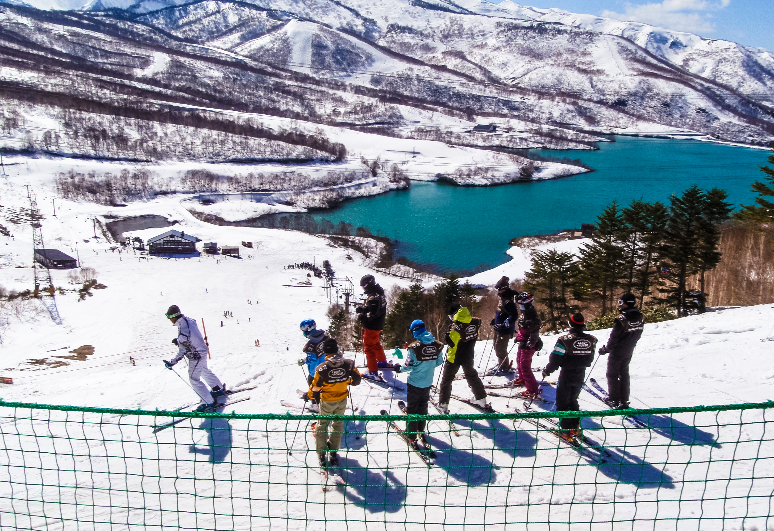 getting ready to ski down 