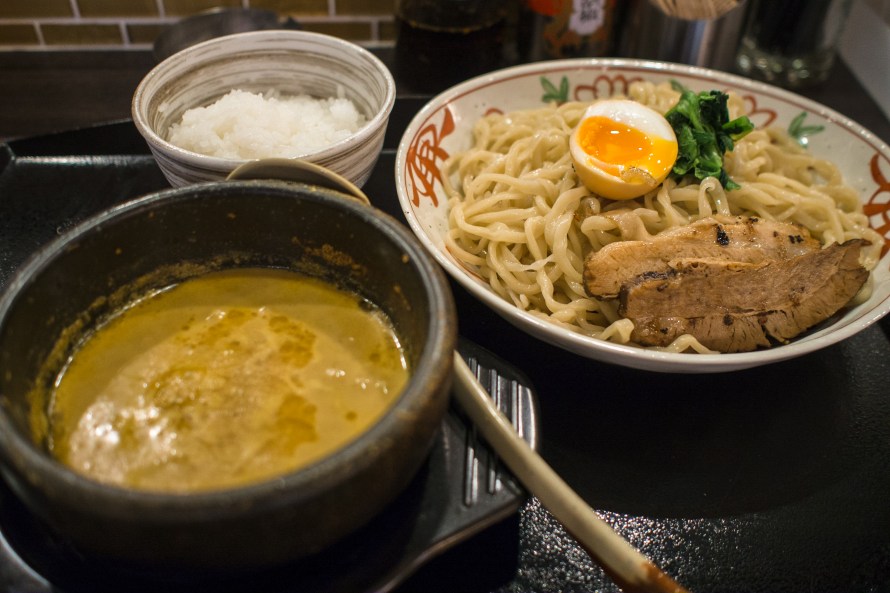 curry tsukemen with big slices of char siew 